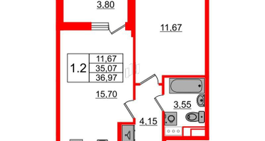 1-к. квартира, 35&nbsp;м²