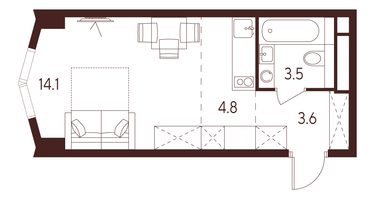 Студия, 26&nbsp;м²