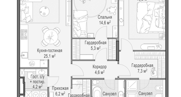 3-к. квартира, 104&nbsp;м²