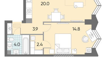 Студия, 45&nbsp;м²