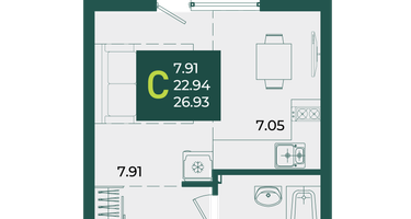 Студия, 26&nbsp;м²