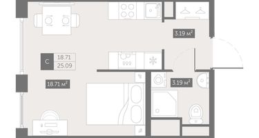 Студия, 25&nbsp;м²