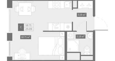 Студия, 25&nbsp;м²