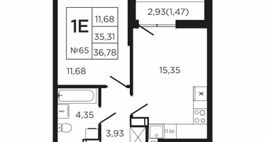 1-к. квартира, 38&nbsp;м²