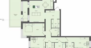 3-к. квартира, 126 м²