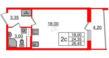 Студия, 24 м²