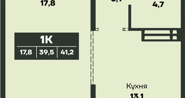 1-к. квартира, 41&nbsp;м²