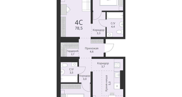 4-к. квартира, 78 м²