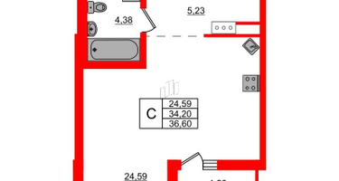 Студия, 36&nbsp;м²