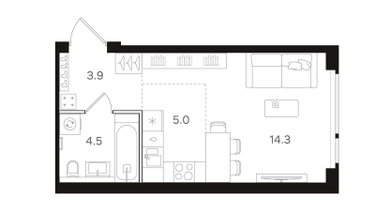 Студия, 27&nbsp;м²
