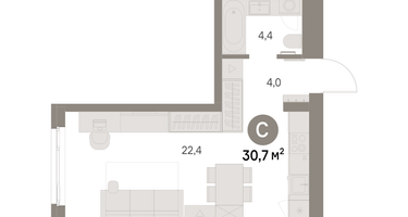 Студия, 30&nbsp;м²