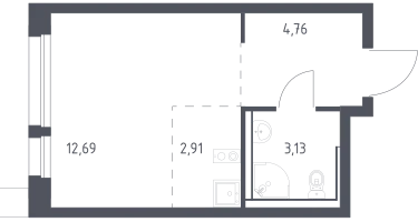 Студия, 23&nbsp;м²