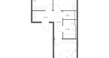 2-к. квартира, 54&nbsp;м²