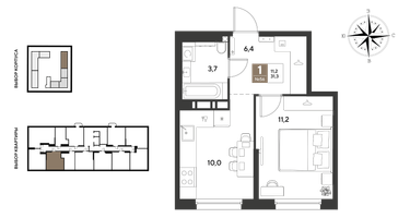 1-к. квартира, 31&nbsp;м²