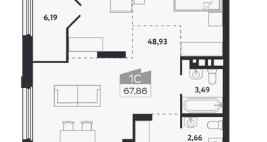 Студия, 67 м²