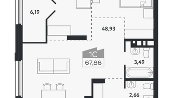 Студия, 67 м²
