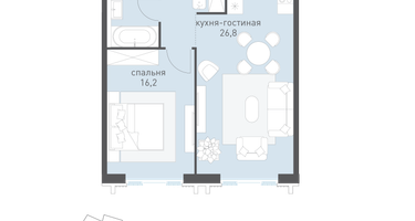 1-к. квартира, 56 м²
