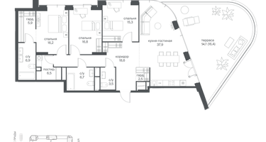 3-к. квартира, 153&nbsp;м²