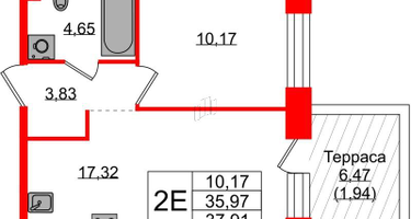 1-к. квартира, 37 м²