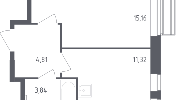 1-к. квартира, 35&nbsp;м²