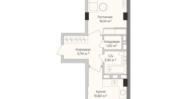 1-к. квартира, 38&nbsp;м²