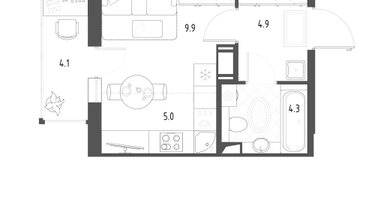 Студия, 25&nbsp;м²