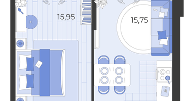 1-к. квартира, 41&nbsp;м²