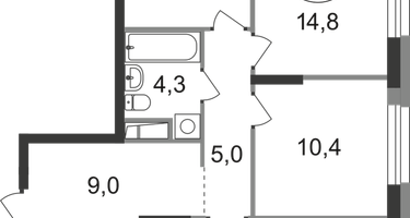 3-к. квартира, 77 м²