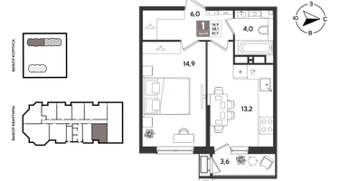 1-к. квартира, 41&nbsp;м²