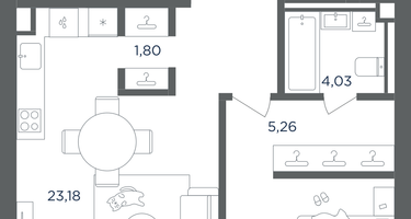 1-к. квартира, 55&nbsp;м²