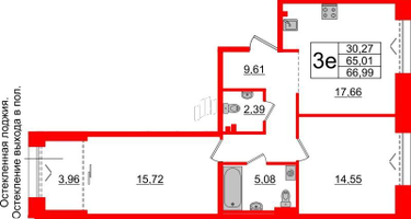 2-к. квартира, 65 м²
