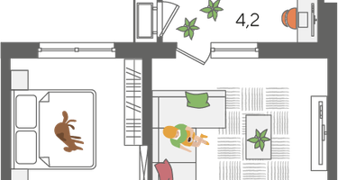 1-к. квартира, 48 м²