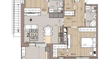 1-к. квартира, 65&nbsp;м²
