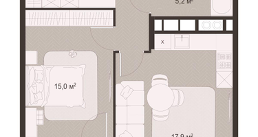 1-к. квартира, 50&nbsp;м²