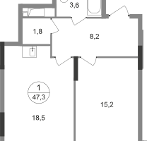 1-к. квартира, 47&nbsp;м²