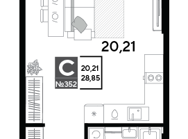 Студия, 28&nbsp;м²