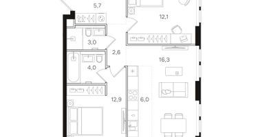 2-к. квартира, 62&nbsp;м²
