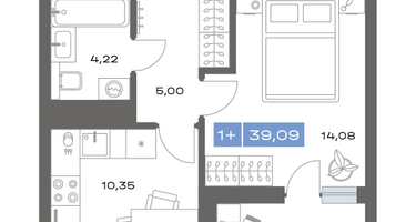 1-к. квартира, 39&nbsp;м²