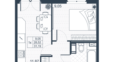 1-к. квартира, 29&nbsp;м²