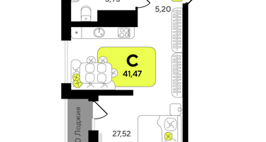 Студия, 41&nbsp;м²