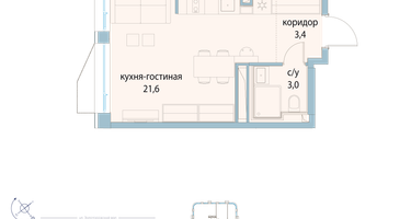 Студия, 28 м²