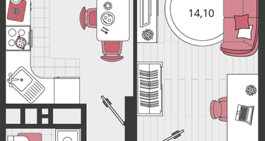 1-к. квартира, 44&nbsp;м²