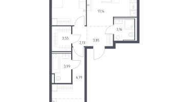 2-к. квартира, 64&nbsp;м²