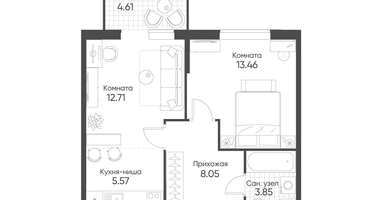 1-к. квартира, 45&nbsp;м²