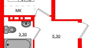 1-к. квартира, 38&nbsp;м²