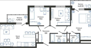 3-к. квартира, 79&nbsp;м²