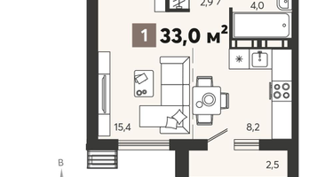 Студия, 33&nbsp;м²