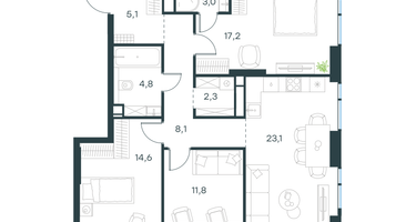 3-к. квартира, 90&nbsp;м²