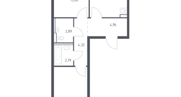 2-к. квартира, 57&nbsp;м²