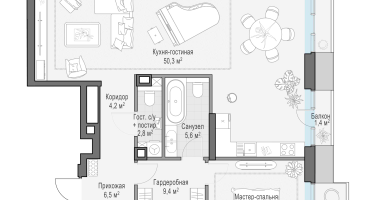 2-к. квартира, 95&nbsp;м²
